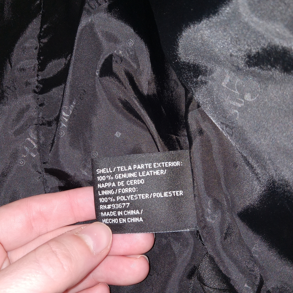East 5th Leather Blazer Petite Small Moto Black Real Leather  Button Chic Edgy - Picture 12 of 14